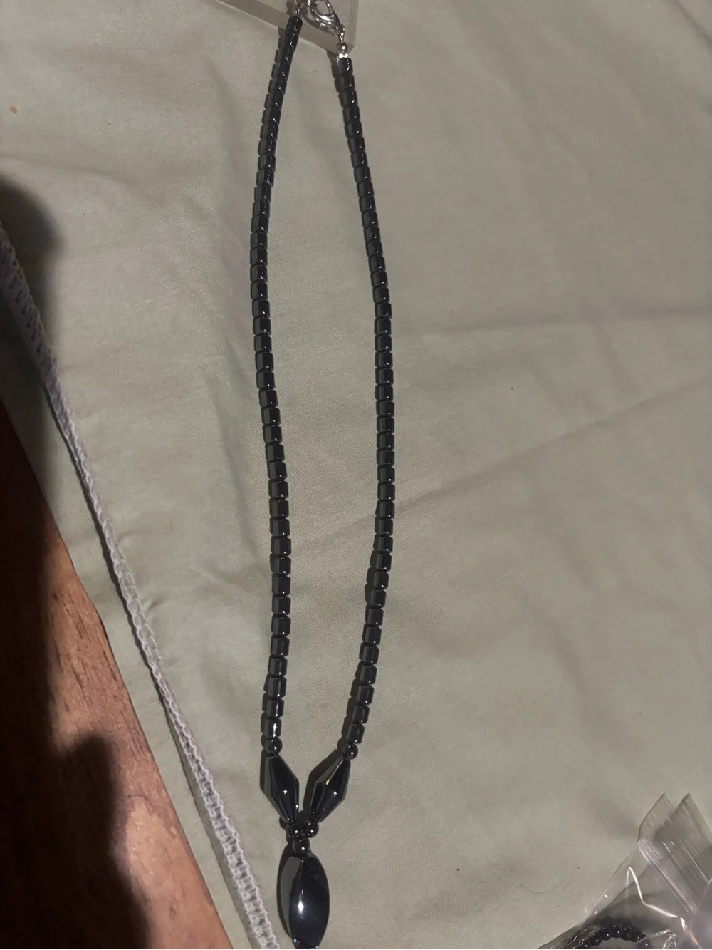 Hematite Beaded Pendant Necklace - steel necklace Women Jewelry